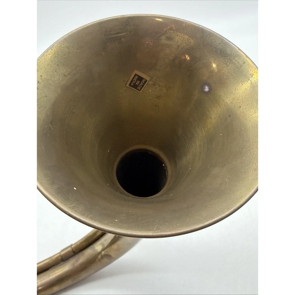 Vintage Brass Metal Natural Horn French or Hunting Style Decorative Patina 7x12